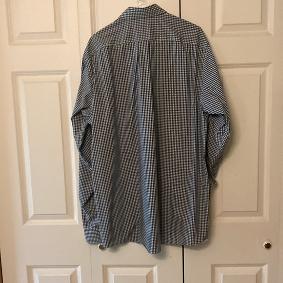 Michael Kors gingham mens 17 1/2 38/39 tall casual button down shirt blue white - Picture 3 of 10
